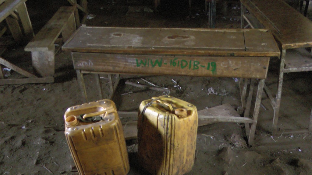 A Classroom in our Village with Water Buckets